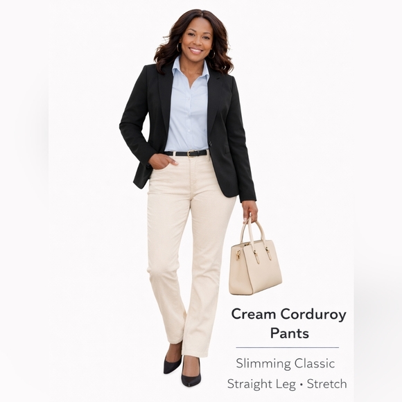 Lauren Ralph Lauren Pants - LRL Lauren Jeans Co. Cream Corduroy Pants –Size 14W Slimming Classic Straight